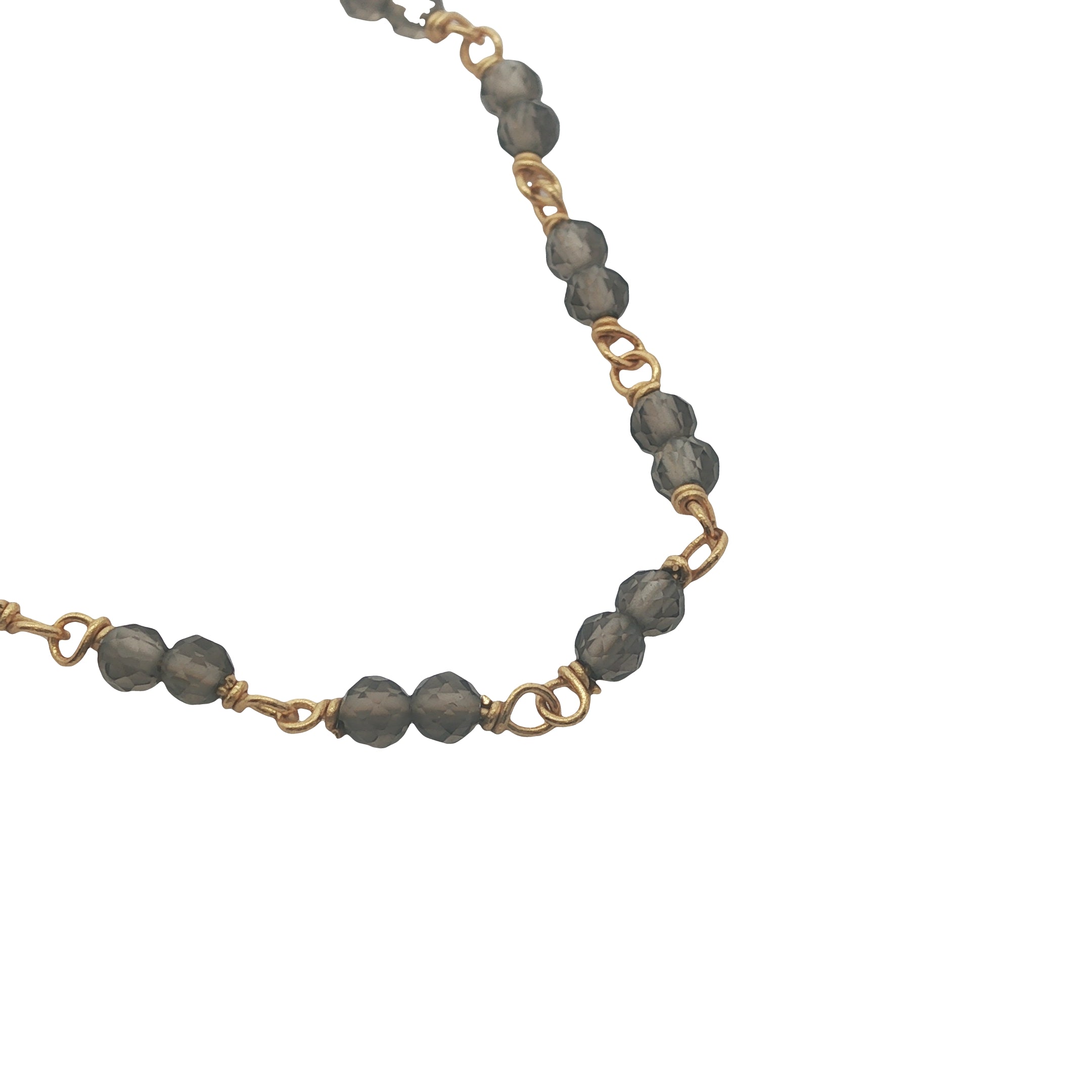Collier doré avec duo quartz fumé 42 cm