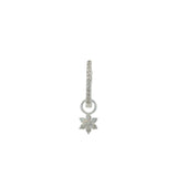 Mini créole fermée argent 925 pampille fleur zircons