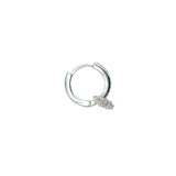 Mini créole fermée argent 925 pampille fleur zircons