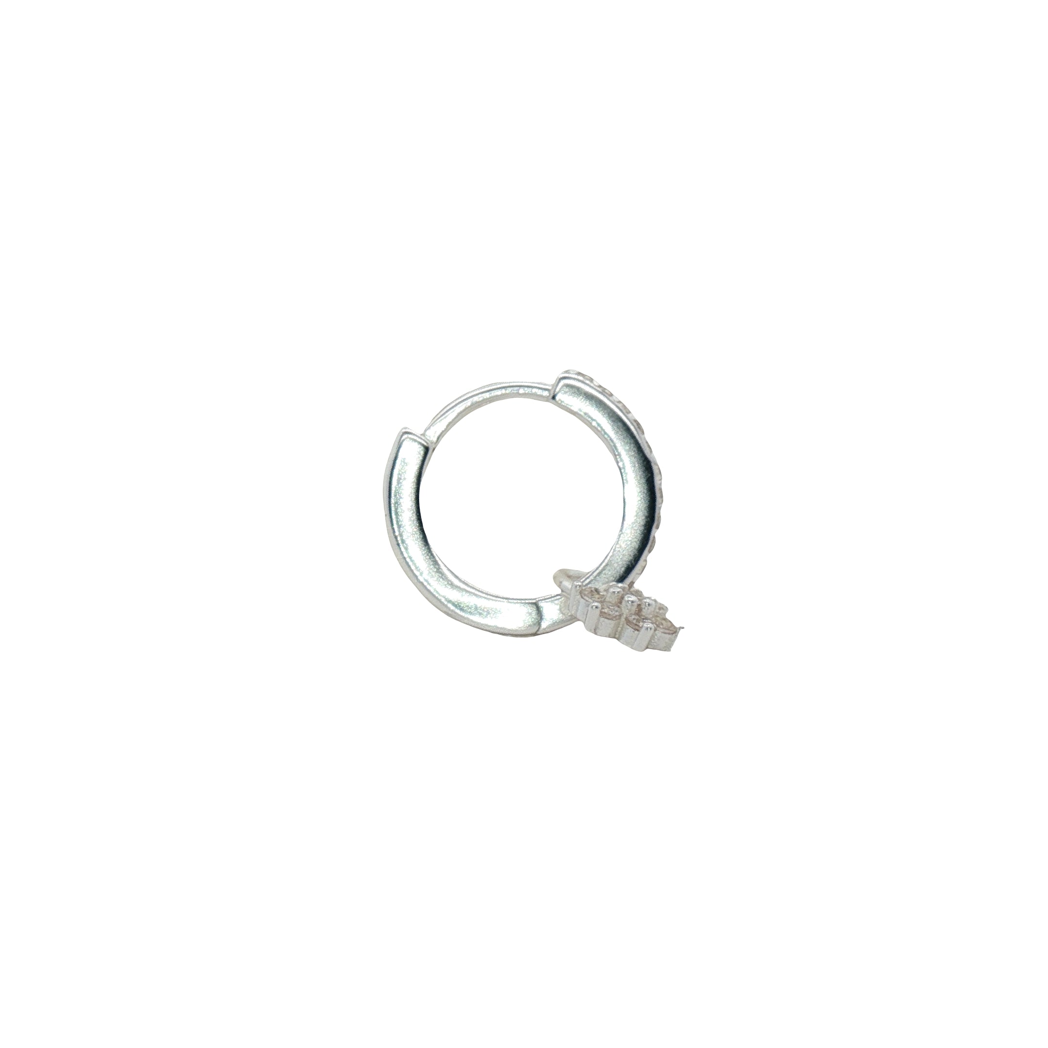 Mini créole fermée argent 925 pampille fleur zircons