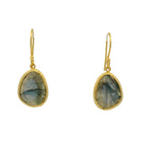 Boucles d'oreilles dormeuses dorées en labradorite