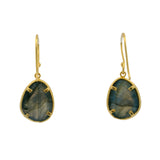 Boucles d'oreilles dormeuses dorées en labradorite