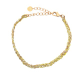 Bracelet doré brésilien cordon jaune et gris chaine dorée PM