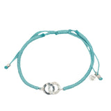 Silver intertwined rings cord bracelet