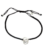 Bracelet cordon marron foncé menottes argent 925