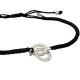 Bracelet cordon marron foncé menottes argent 925