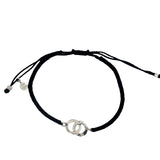 Bracelet cordon bleu marine menottes argent 925