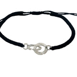 Bracelet cordon bleu marine menottes argent 925
