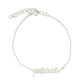 Bracelet en argent 925 message "peace" avec zircons blancs