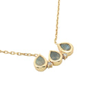 Collier doré 3 pierres gouttes et zircons 40 cm