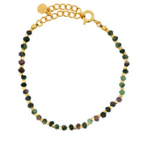 Bracelet doré alternance de rubis zoisite et boules facettées