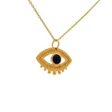 Collier doré oeil évidé avec cils boules et Lapis lazulis
