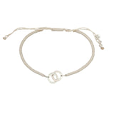 Bracelet cordon crème menottes argent 925