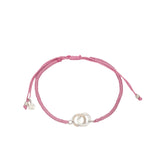 Bracelet cordon rose menottes argent 925