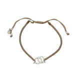 Bracelet cordon beige menottes argent 925