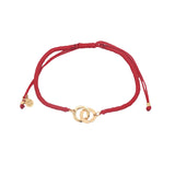 Bracelet cordon rouge menottes dorées