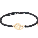 Bracelet cordon marron foncé menottes dorées