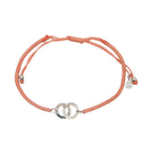 Bracelet cordon orange menottes argent 925