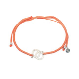 Bracelet cordon orange menottes argent 925