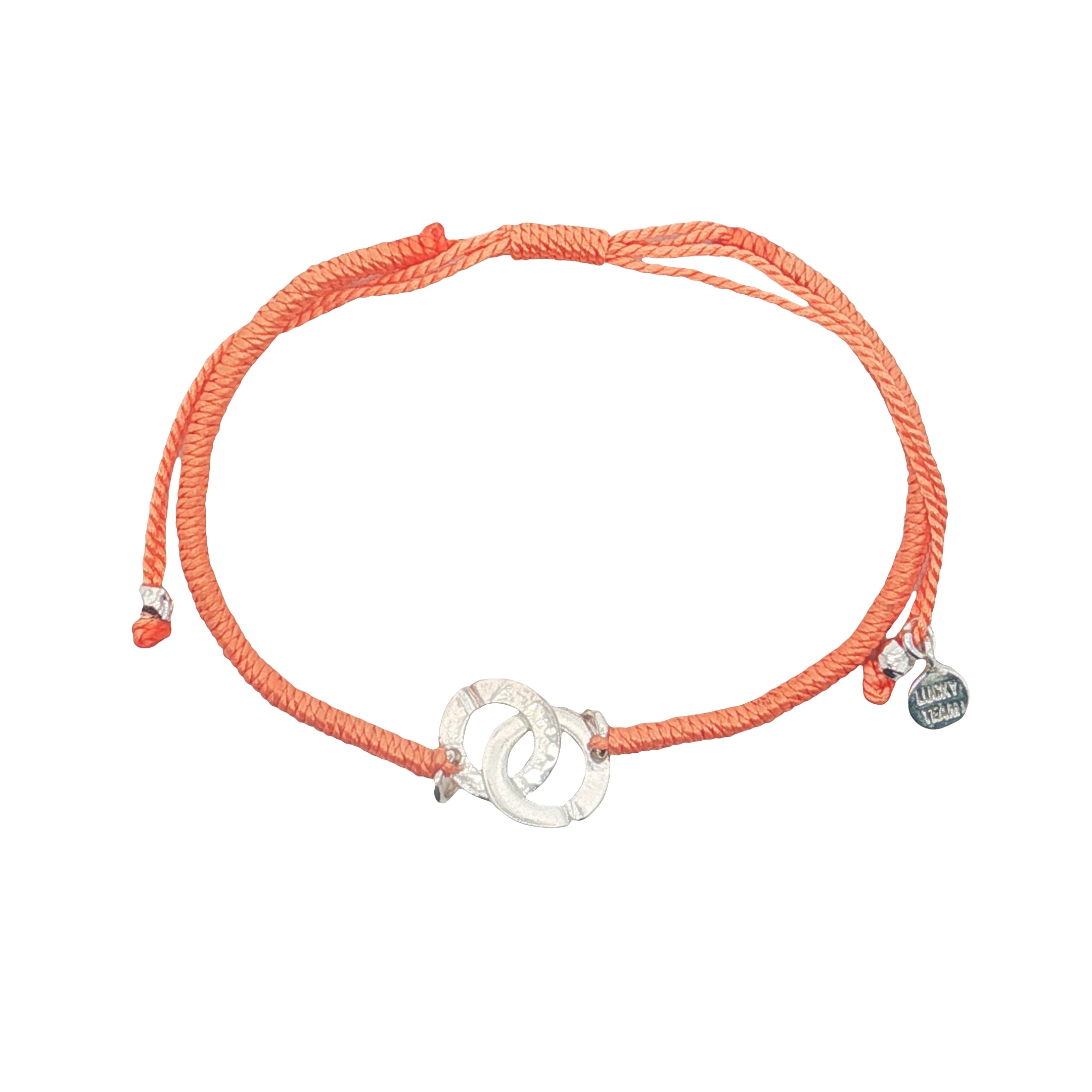 Bracelet cordon orange menottes argent 925