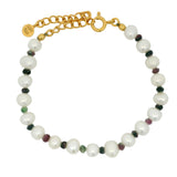 Bracelet doré avec perles du culture rondes et rubis zoisite