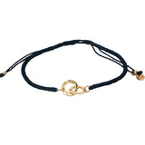Bracelet cordon bleu marine menottes dorées
