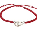 Bracelet cordon rouge menottes argent 925