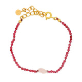 Bracelet doré duo de quartz rose et rubis