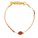 Bracelet doré duo d'onyx rouge et cornaline facettée