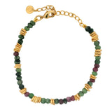 Bracelet doré en Rubis zoisite et disques dorés