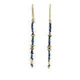 Boucles d'oreilles dorées pendantes en pierre de Lapis