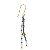 Boucles d'oreilles dorées pendantes en pierre de Lapis