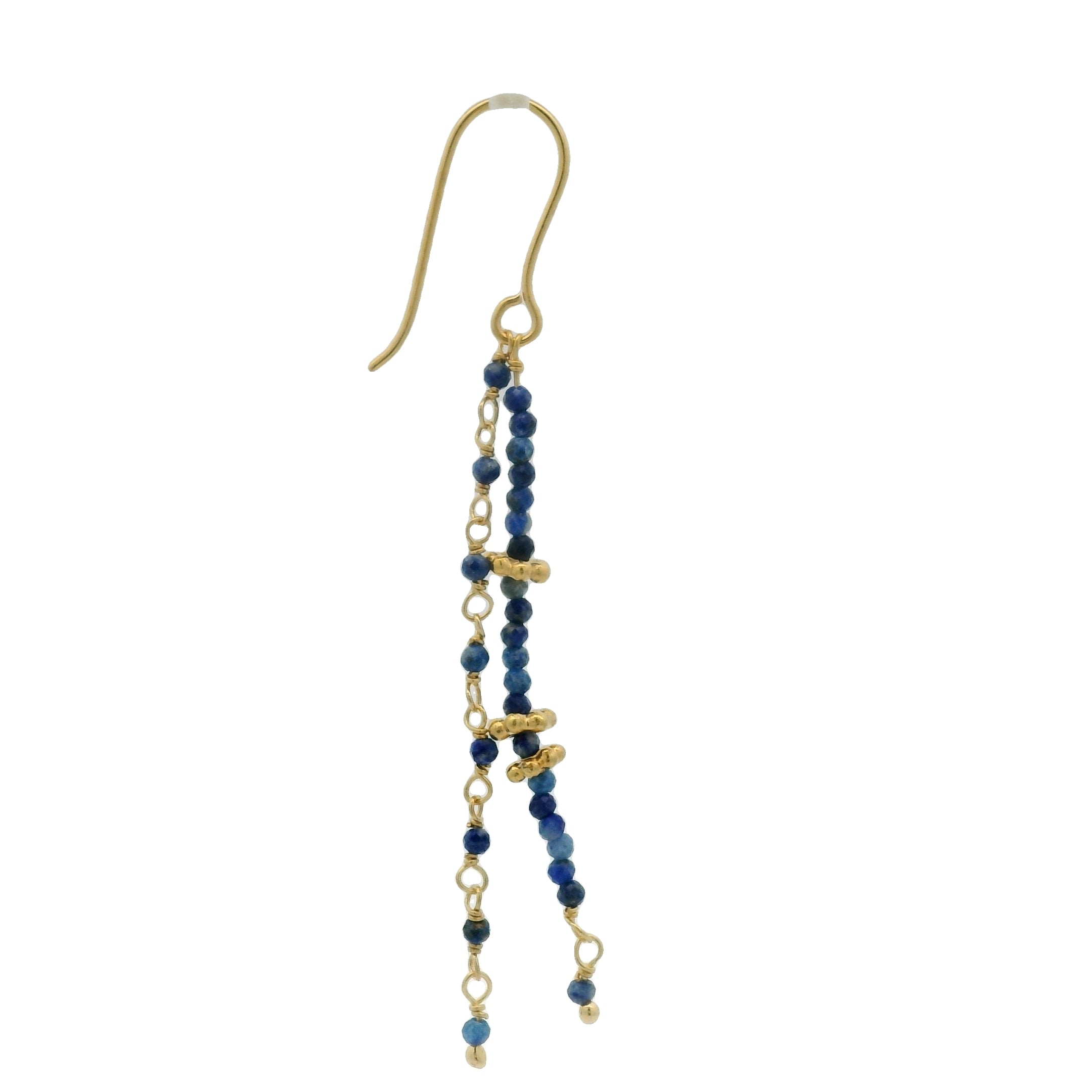 Boucles d'oreilles dorées pendantes en pierre de Lapis