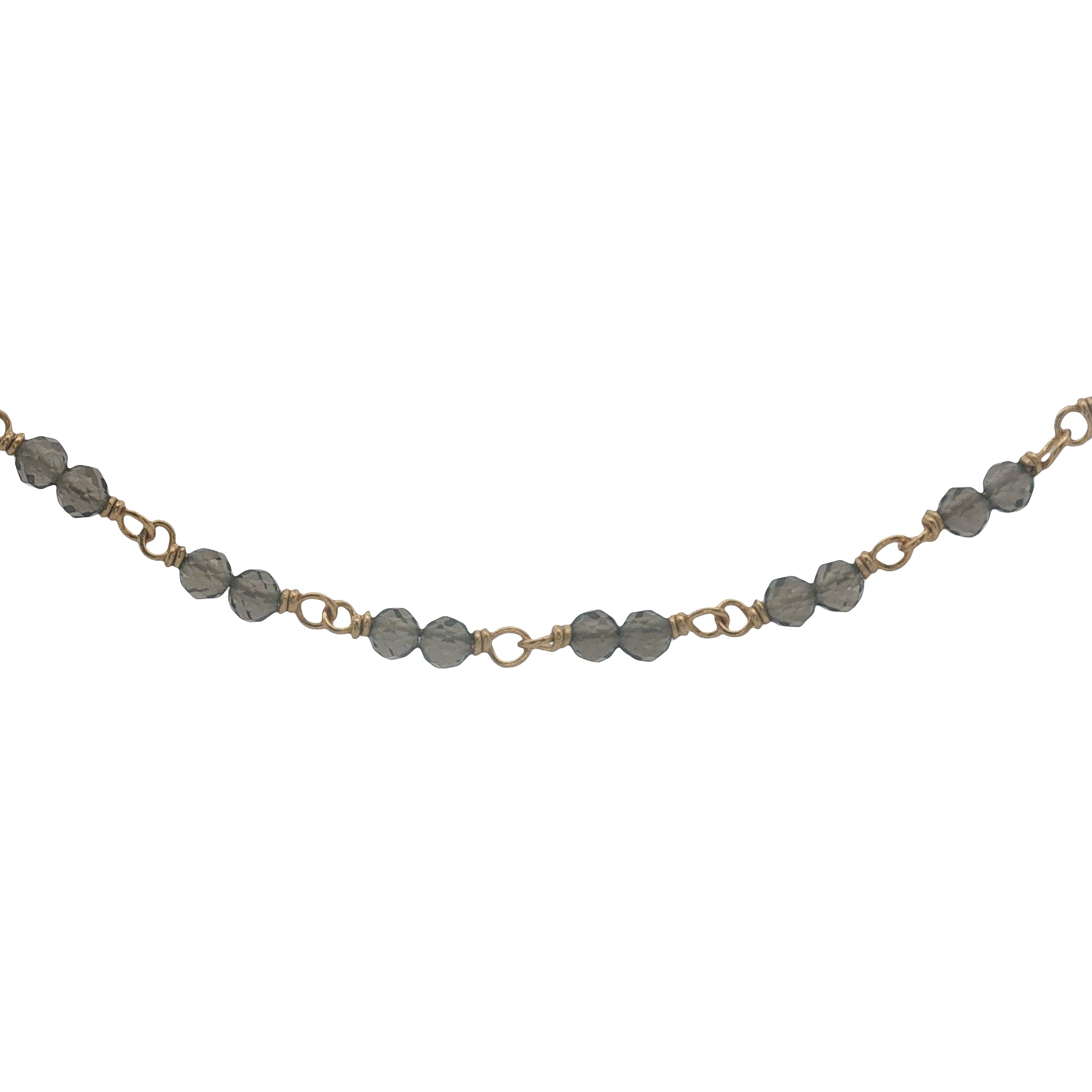 Collier doré avec duo quartz fumé 60 cm