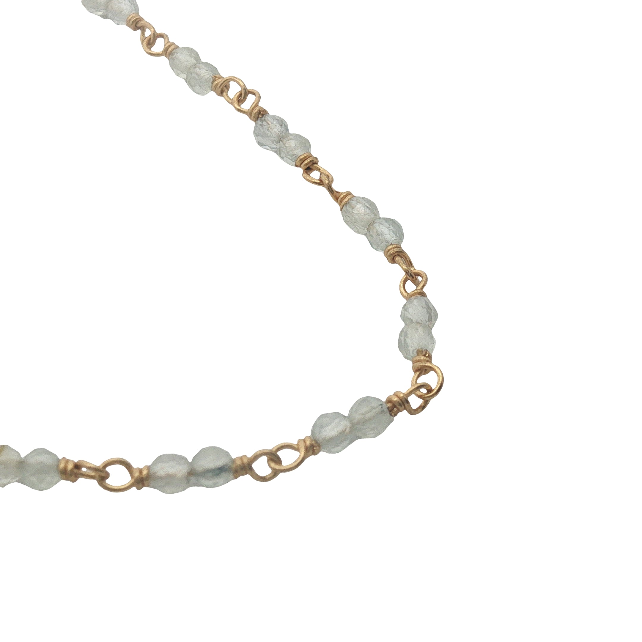 Collier doré avec duo prehnite 60 cm