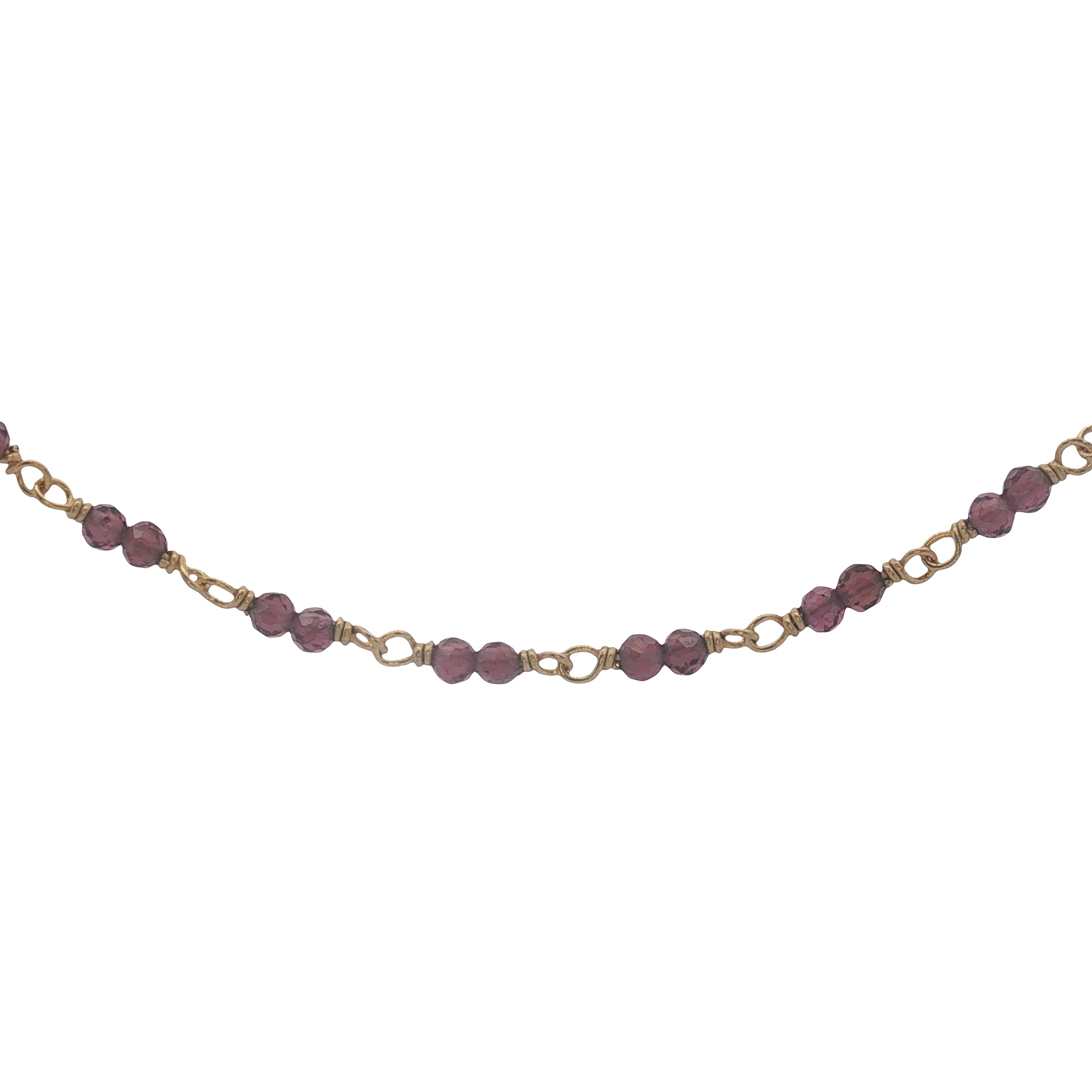 Collier doré avec duo grenat 60 cm