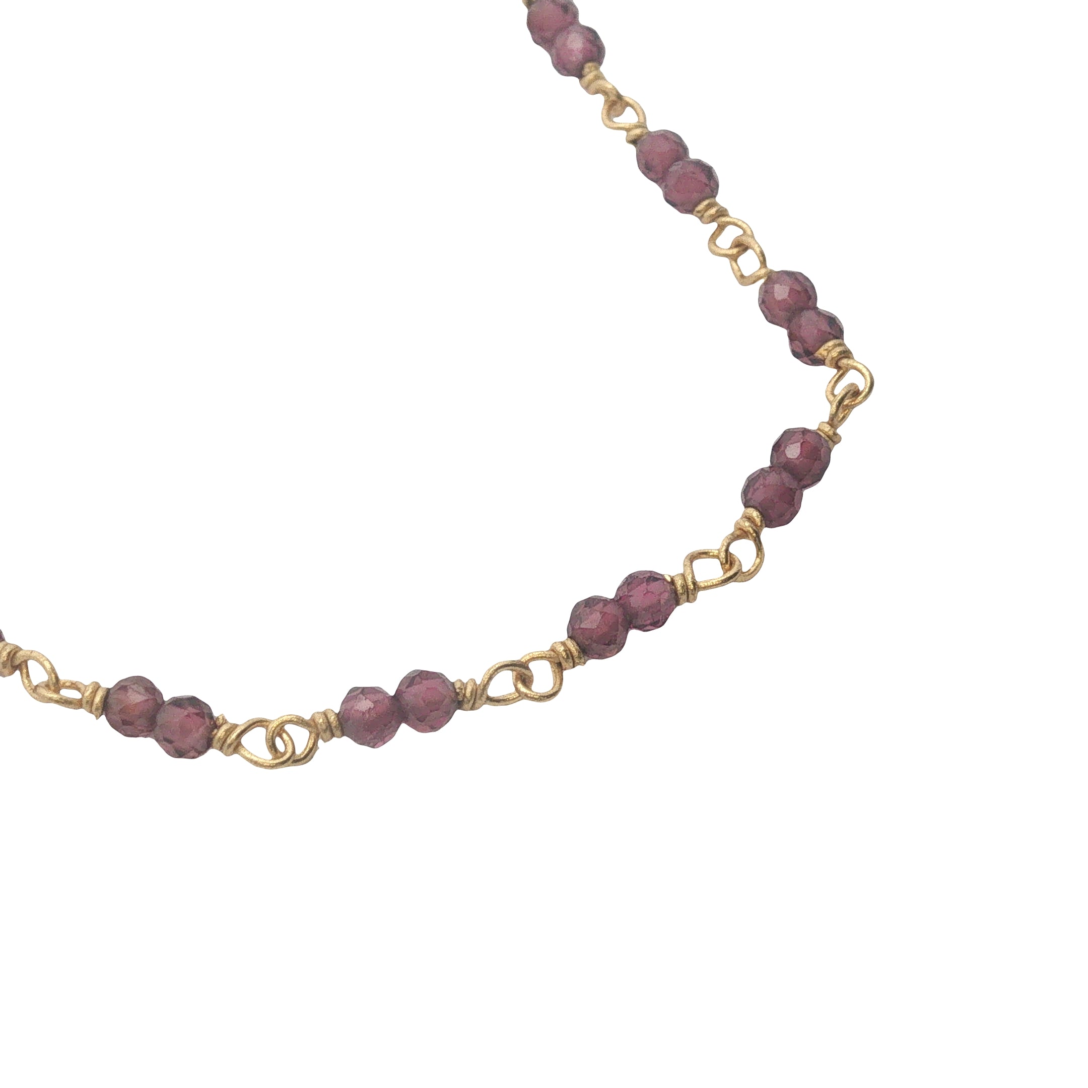 Collier doré avec duo grenat 60 cm
