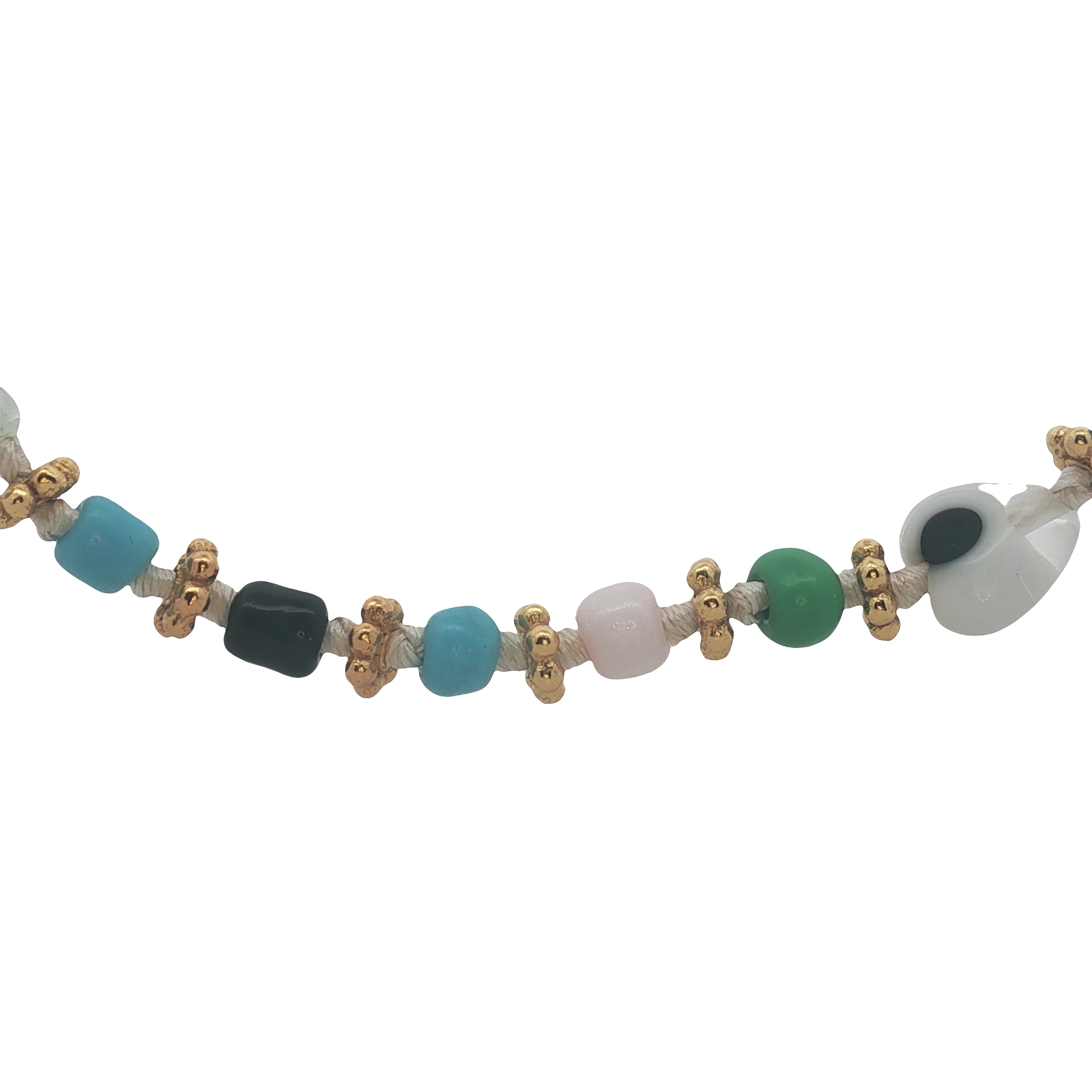 Collier doré perles colorées et couronnes dorées 75 cm