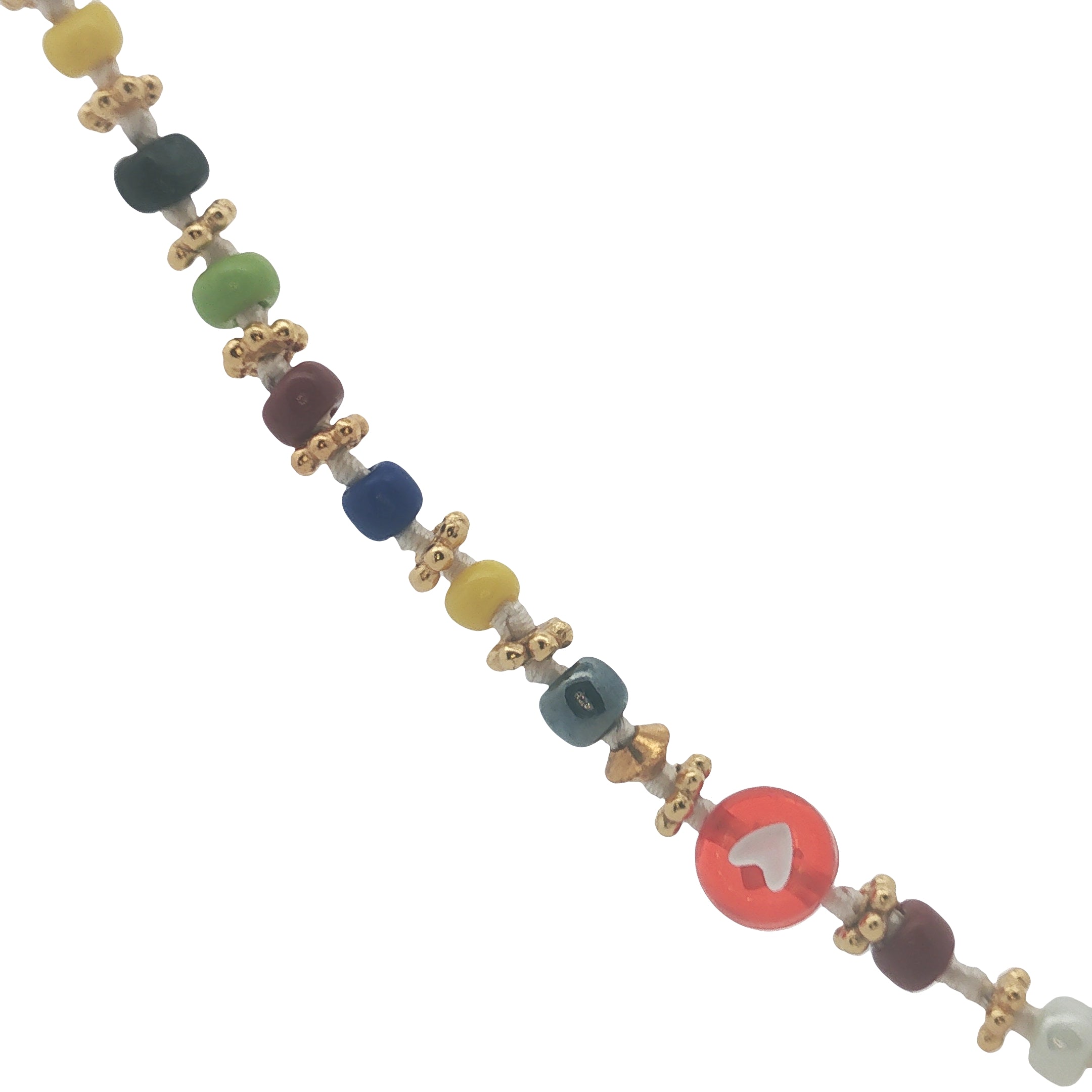 Collier doré perles colorées et couronnes dorées 75 cm