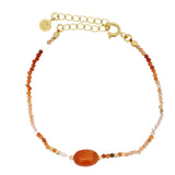 Bracelet doré cornaline et pierre de lune pêche
