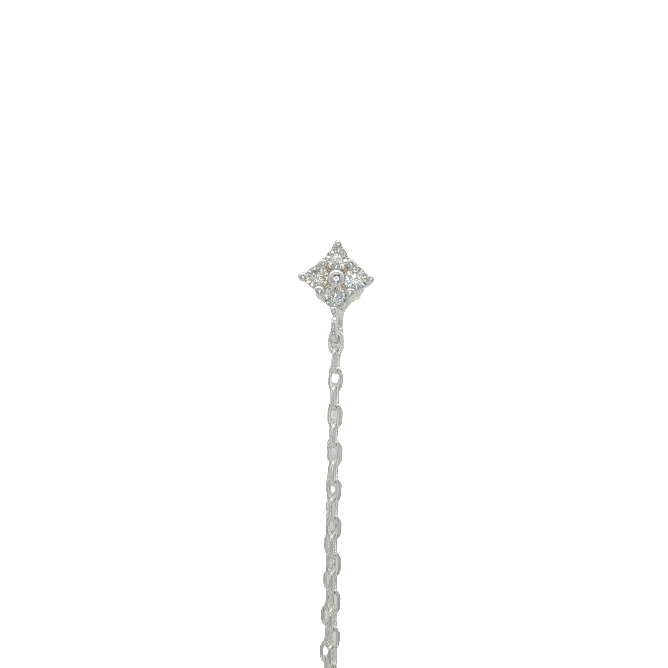 Boucle d'oreilles argent 925 double étoile zircons avec double chainette