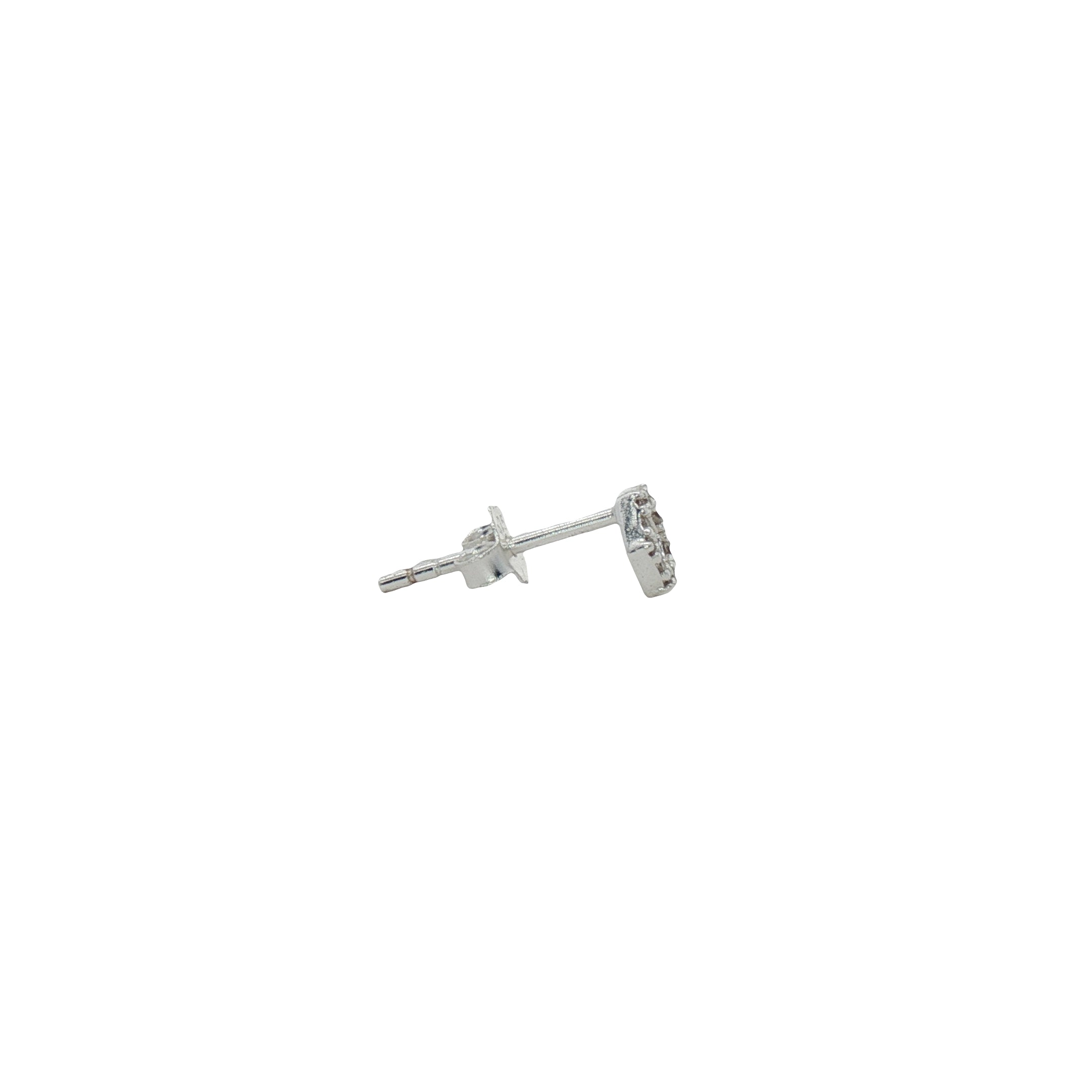 Boucle d'oreilles puce argent 925 hexagone zircons