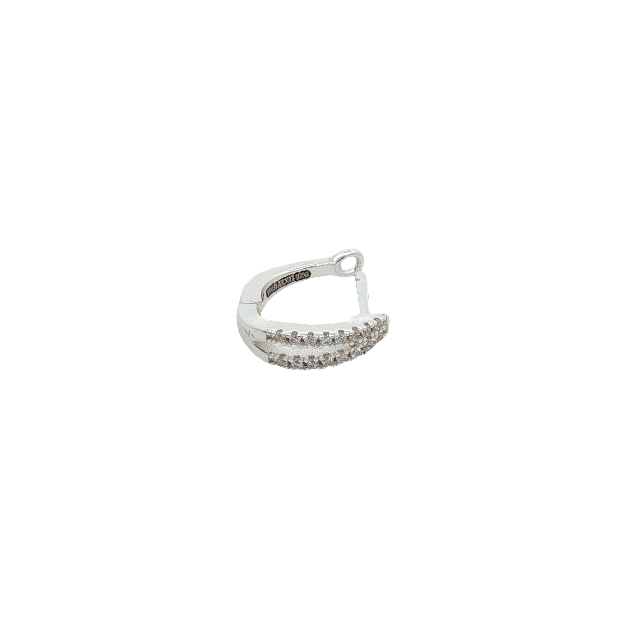 MinI créole fermée argent 925 double anneau avant zircons