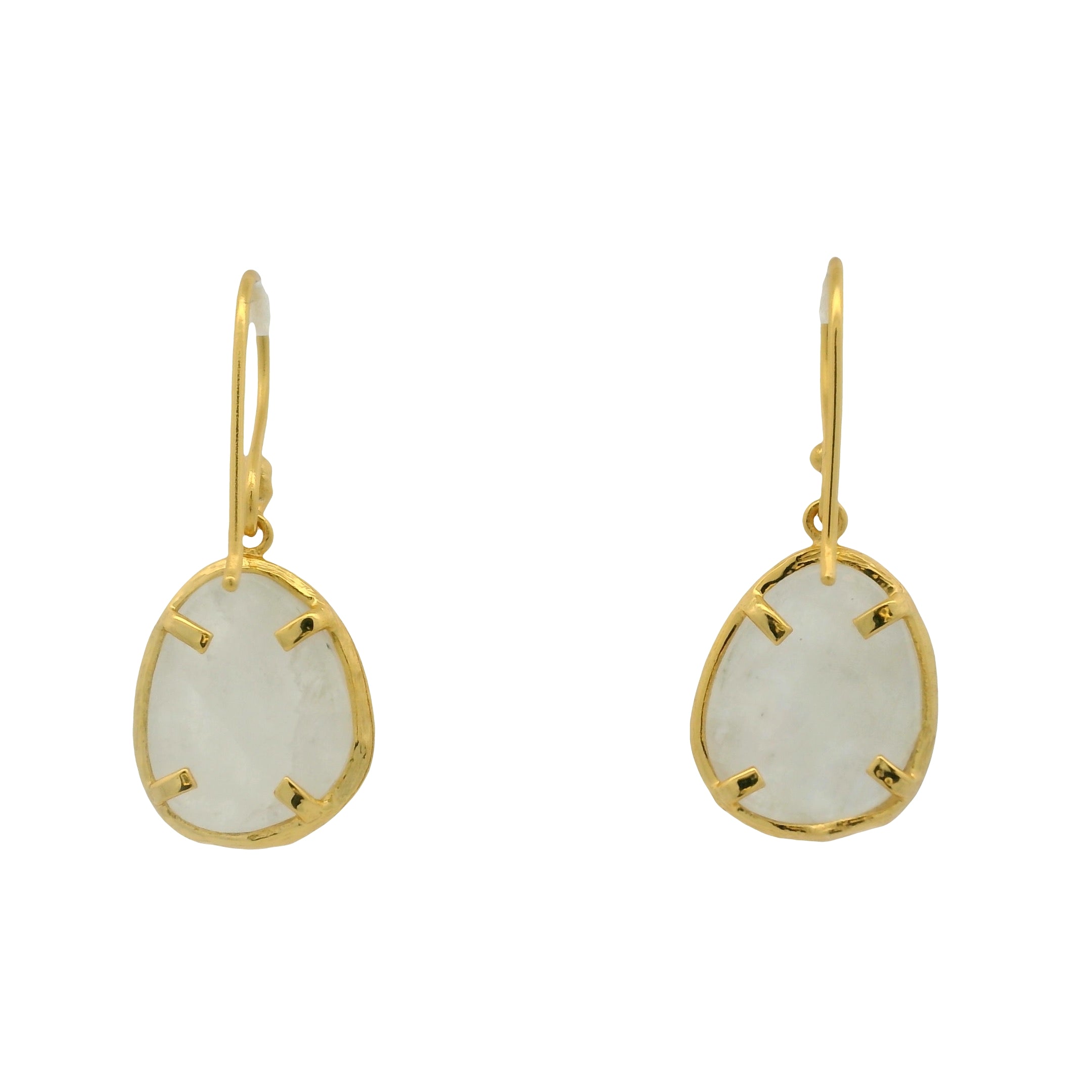 Boucles d'oreilles dormeuses dorées en pierre de lune