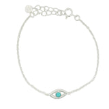 Eye bracelet in chiseled silver and turquoise