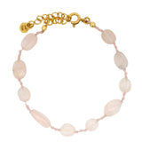 Bracelet doré sur fil rose avec Quartz rose