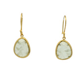 Boucles d'oreilles dormeuses dorées en prehnite