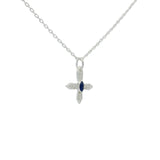 Silver cross necklace with zircons and lapis