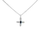 Silver cross necklace with zircons and lapis