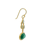 Boucles d'oreilles onyx verte ovale et préhnite
